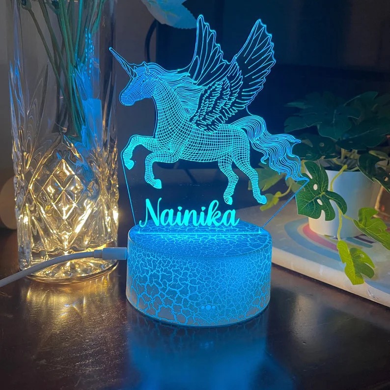 Personalized Unicorn Magical Night Light Custom Name Changeable Color Lamp