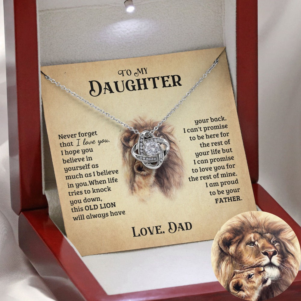 To My Daughter from Dad Love Knot Necklace “Never Forget That I Love You”