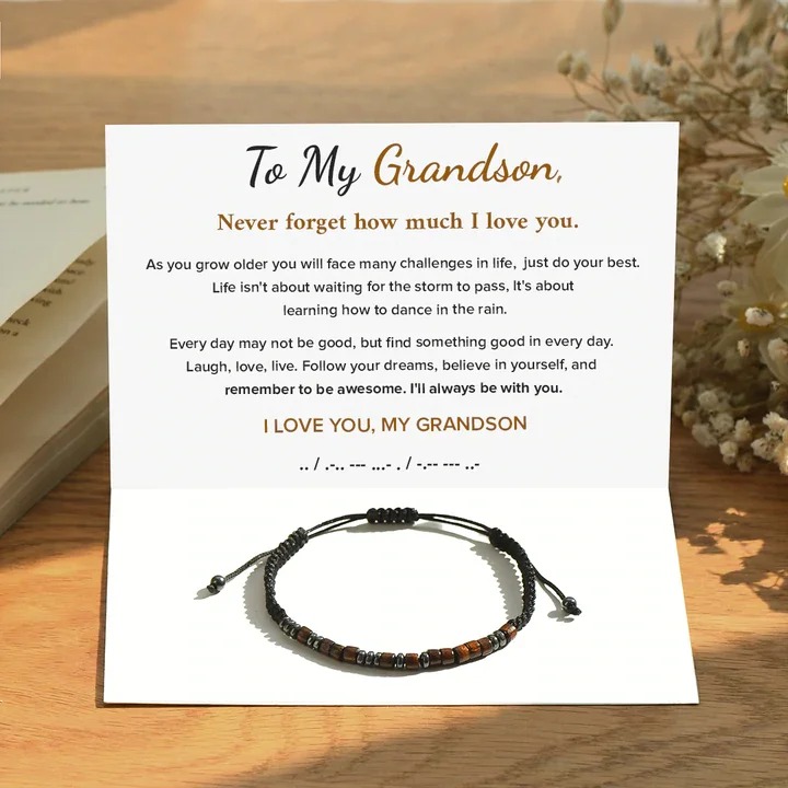 To My Grandson I Love You Morse Code Bracelet