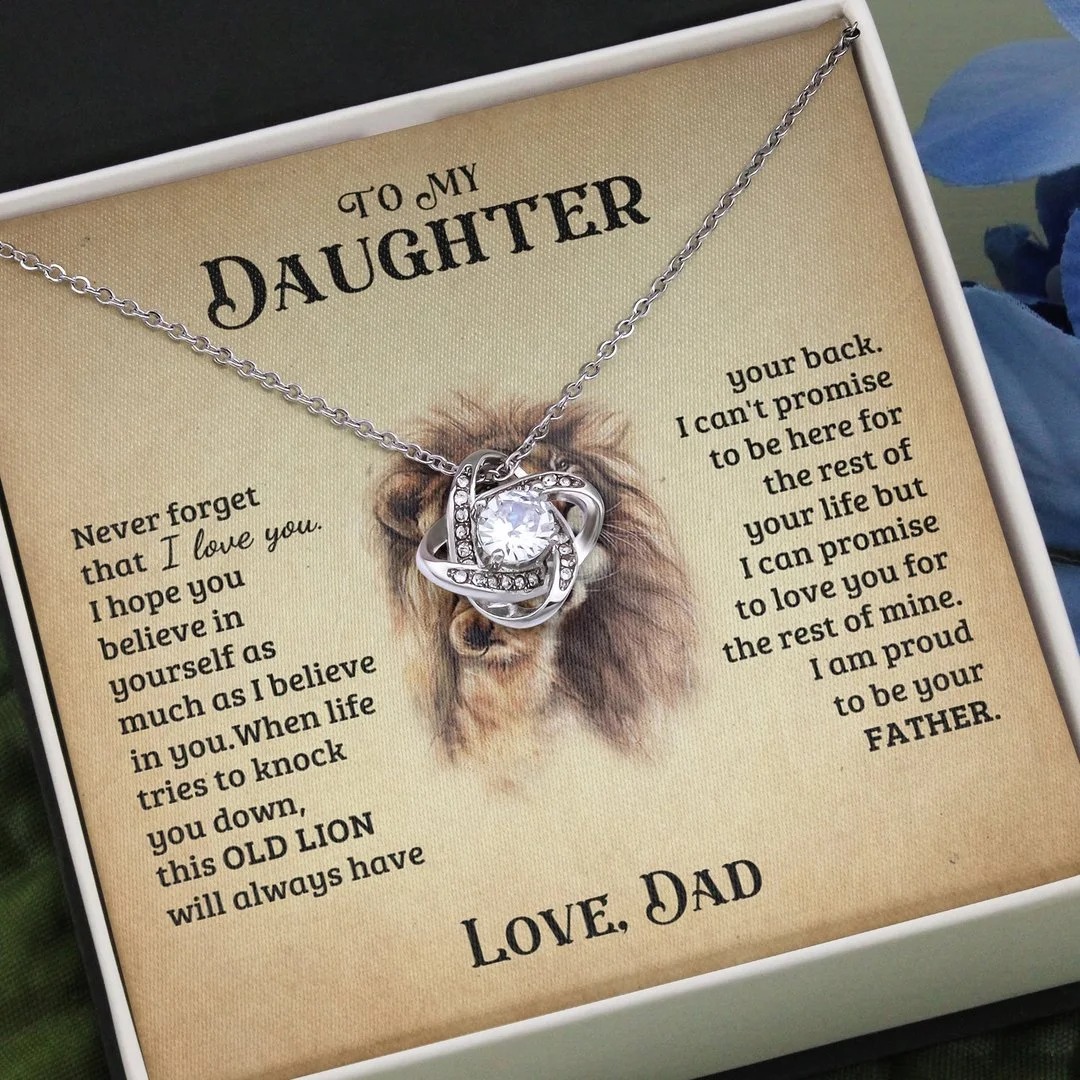 To My Daughter from Dad Love Knot Necklace “Never Forget That I Love You”