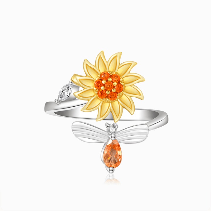 To My Daughter Sunflower Fidget Ring “You Are My Sunshine”