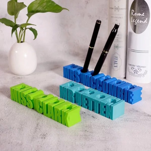 Custom Name Letter Pen Holder 3D Print Desktop Pen Holder