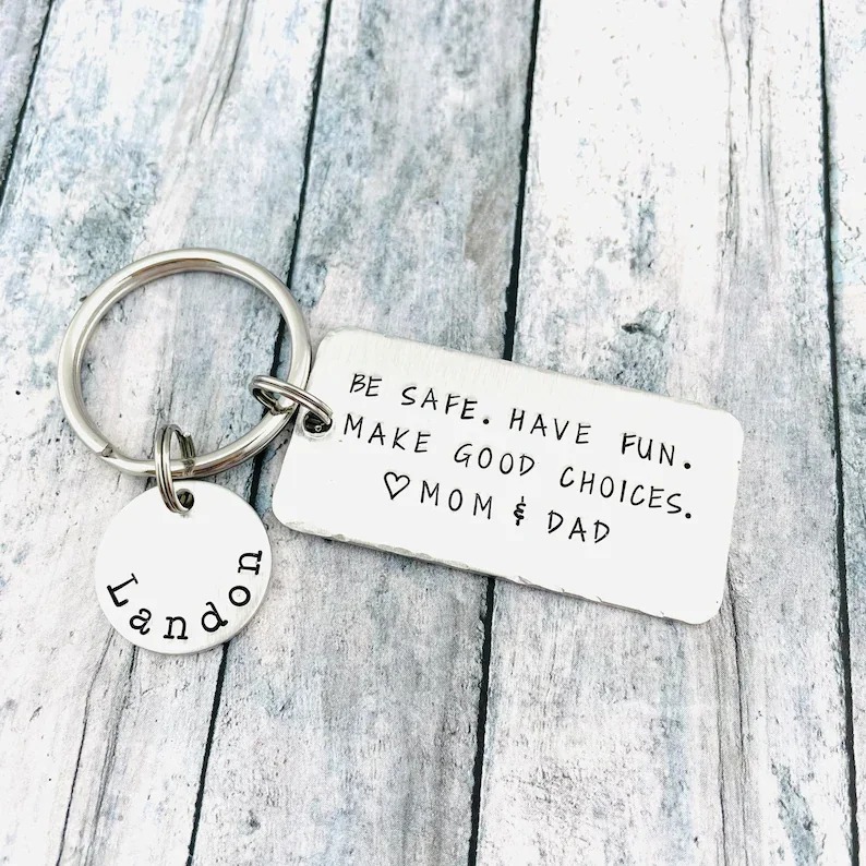 Be Safe Keychain Custom Name New Drive Gifts for Kids