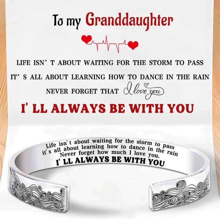 To My Granddaughter Wave Cuff Bangle Bracelet “I’ll Always Be There for You”