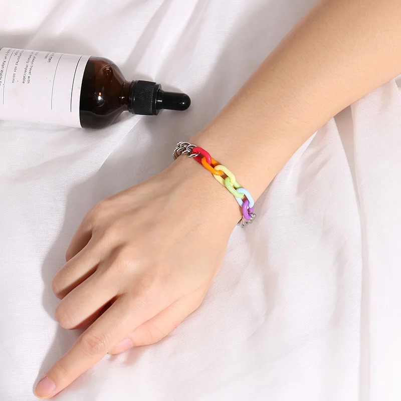 Rainbow Bracelet Cuban Chain LGBT Pride Gifts