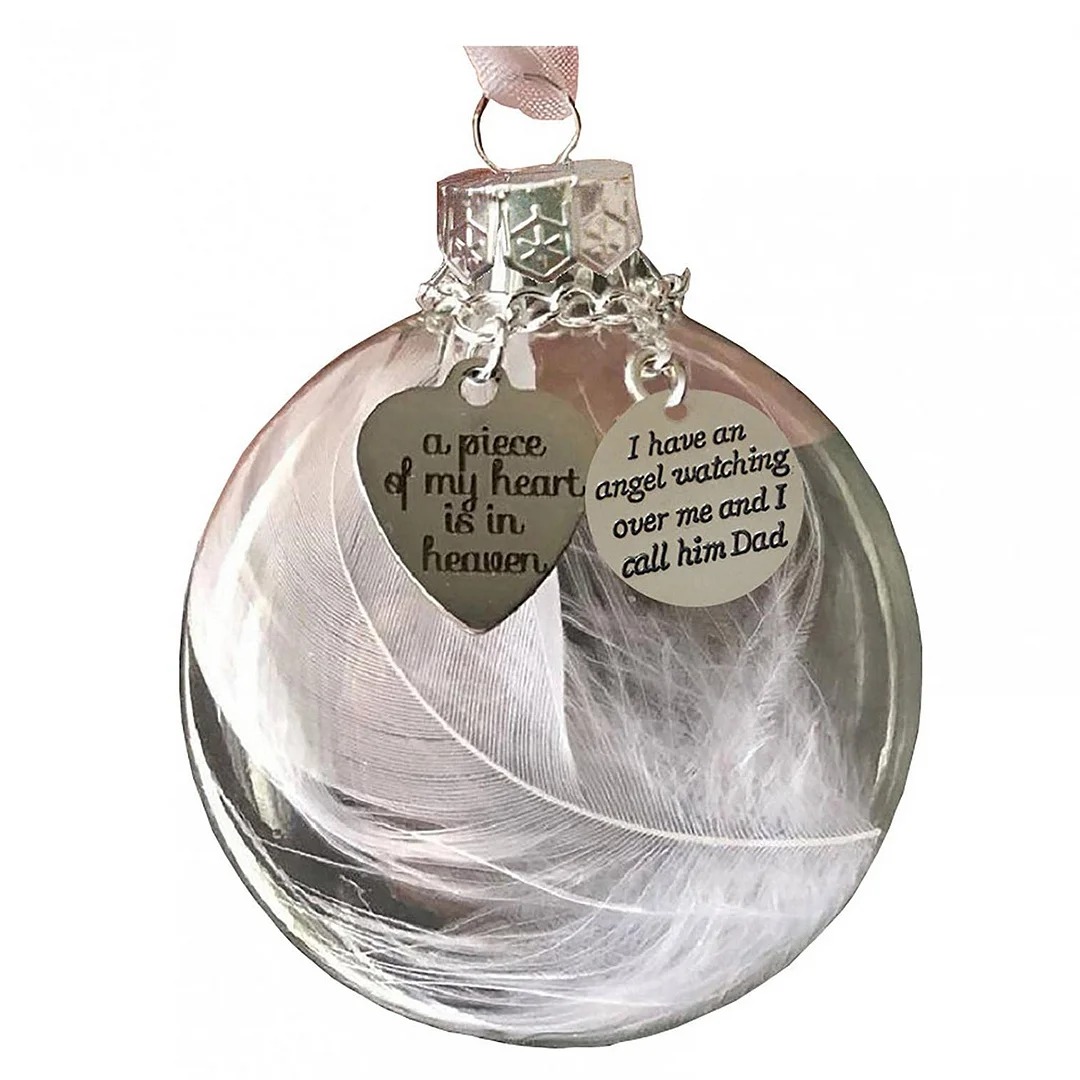 Feather Ball Memorial Ornament “A Piece of My Heart Is In Heaven”