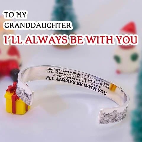 To My Granddaughter Wave Cuff Bangle Bracelet “I’ll Always Be There for You”