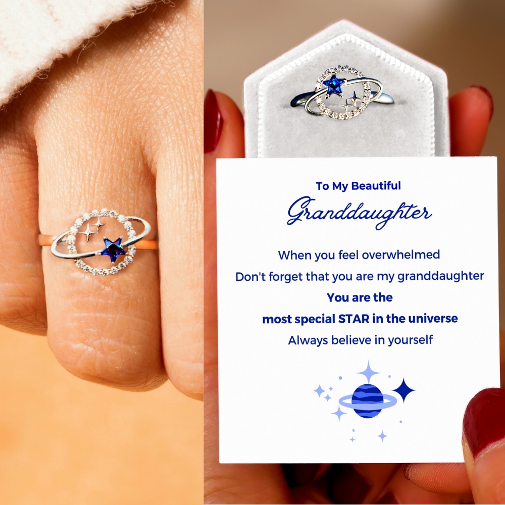 To My Granddaughter Planet Stars Ring “You Are The Most Special Star in The Universe”