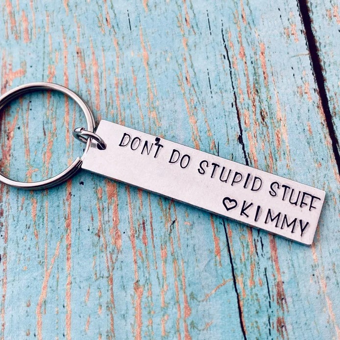 Don’t Do Stupid Stuff Keychain Custom Name for Kids