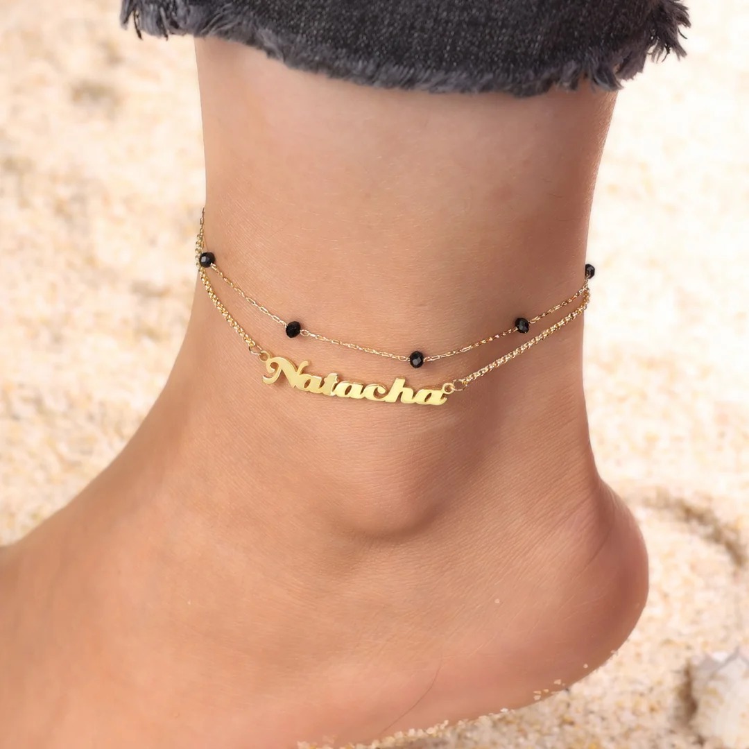 Custom Name Anklet Bracelet Double Layers Anklet for Women