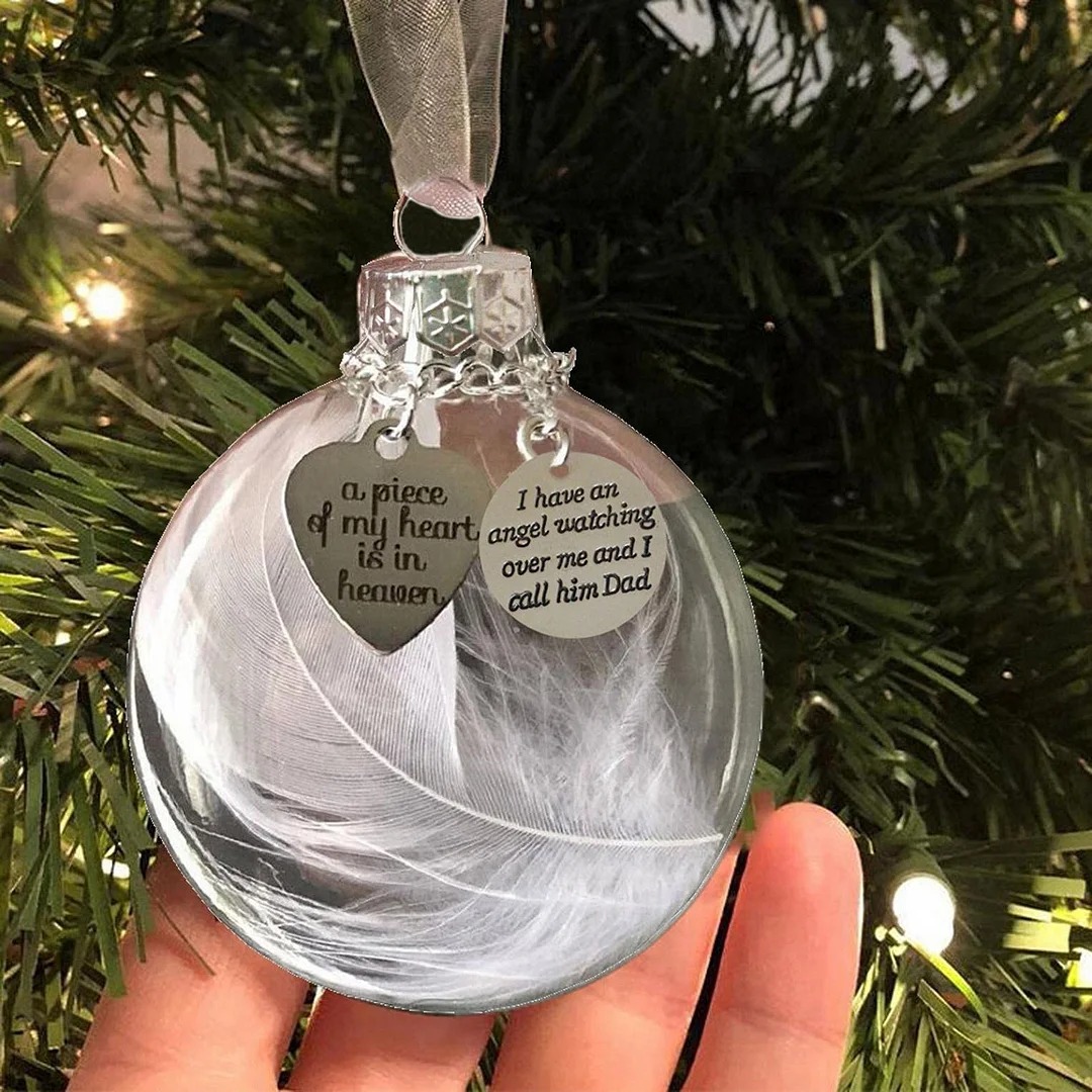 Feather Ball Memorial Ornament “A Piece of My Heart Is In Heaven”