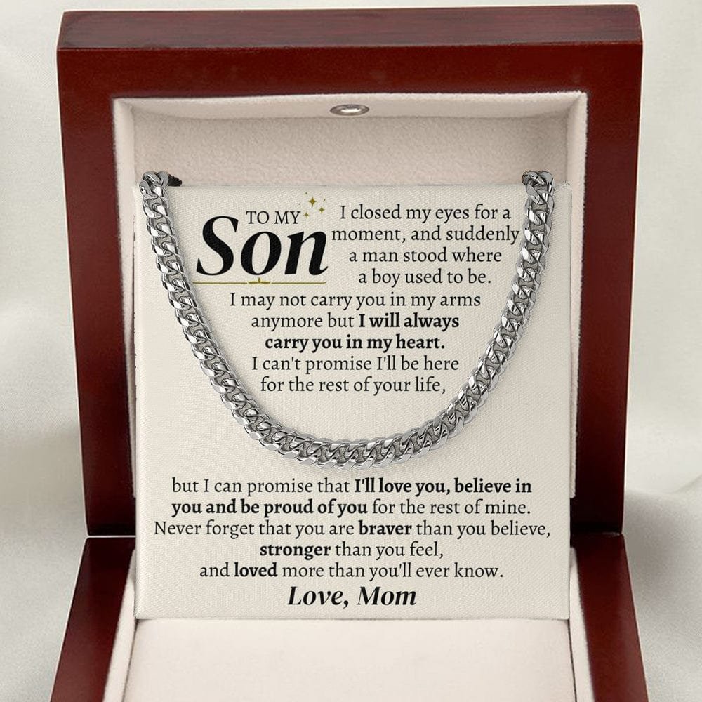 To My Son Cuban Chain Necklace Stainless Steel Necklace Set Gift “loved more than you’ll ever know”