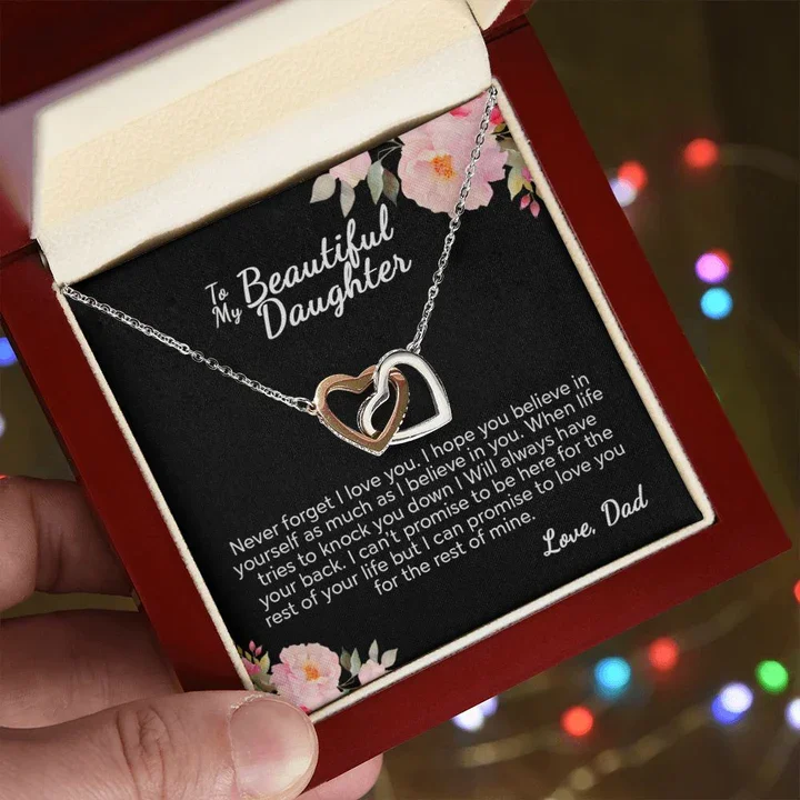 To My Daughter From Dad S925 Interlocking Heart Necklace – I Will always have your back