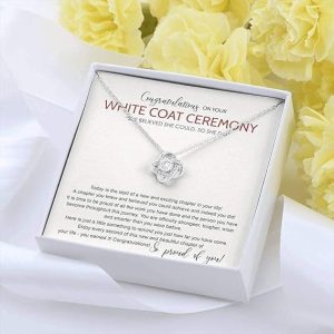 Handmade Necklace – White Coat Ceremony Gift Necklace, Chiropractor Ceremony, New Doctor Gift, Gifts For Girl, Daughter With Message Card and Box & Box, One Size