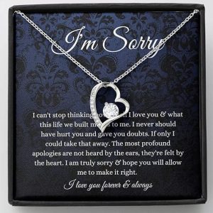 Message Card Jewelry, Handmade Necklace- Personalized Gift Heart, Apology Gift For Her, Forgiveness Gift, I’m Sorry Necklace Gift For Wife/Girlfriend, Gift To Say Your Sorry, Unique Apology