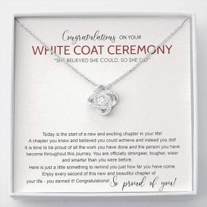 Handmade Necklace – White Coat Ceremony Gift Necklace, Chiropractor Ceremony, New Doctor Gift, Gifts For Girl, Daughter With Message Card and Box & Box, One Size