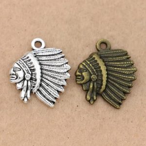 10PCS Antique Silver/Bronze Plated Indian Charms Pendants for Jewelry Making Bracelet Accessories DIY Findings 22x19mm