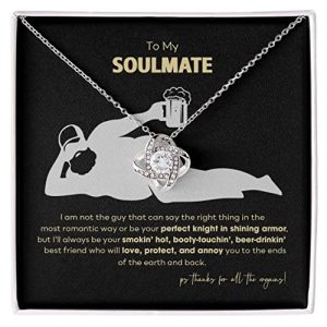 To My Soulmate Necklace, Gift for Wife Girlfriend Fiancée, Anniversary Necklace, Valentine’s Day Necklace, Soulmate Gift, Necklace Gift Set, Wife, Girlfriend, Sterling Silver, Message Card, Gift Box