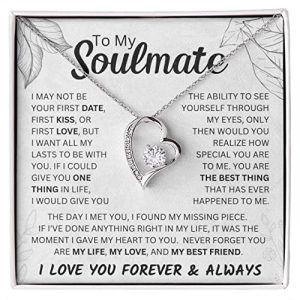 To My Soulmate Necklace, Gift for Wife Girlfriend Fiancée, Anniversary Necklace, Soulmate Gift, Necklace Set, Valentine’s Day Gift for Her , Wife, Girlfriend, Sterling Silver, Message Card, Gift Box