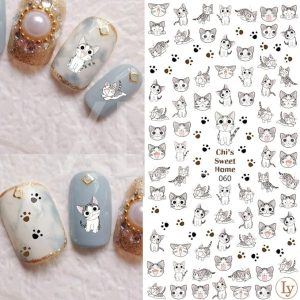 1 Sheet Animal Cat 3D Nail Sticker Art Transfer Stickers Manicure Nail Design Cat Girl Decals Stickers