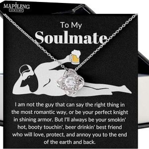 To My Soulmate Necklace For Women, Funny Gifts For Girlfriend, Personalized Christmas Presents For Girlfriend, Best Birthday Meaningful Gift Ideas For Wife, Women Romantic Jewelry For Her Anniversary