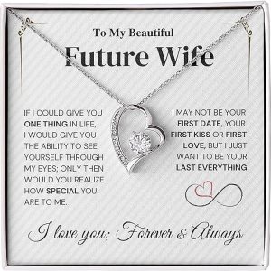 Future Wife Necklace My Last Everything, Fiance Gifts For Her, Promise Necklace For Her, Birthday Gifts For Future Wife With Message Card,To My Soulmate Necklace