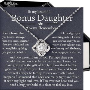 To My Bonus Daughter Necklace, Bonus Daughter Necklace, Gifts For Bonus Daughter, Step Daughter Necklace from Stepmom, Gifts For Stepdaughter, Step Daughter Gifts Love Knot Necklace On Xmas, Birthday