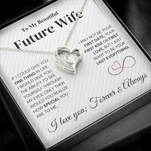 Future Wife Necklace My Last Everything, Fiance Gifts For Her, Promise Necklace For Her, Birthday Gifts For Future Wife With Message Card,To My Soulmate Necklace