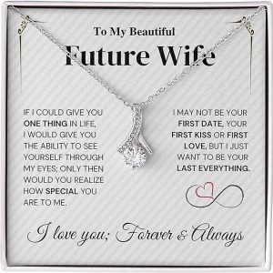 Future Wife Necklace My Last Everything, Promise Necklace For Her, Fiance Gifts For Her, Birthday Gifts For Future Wife With Message Card, Soulmate Necklace For Women, To My Soulmate Necklace