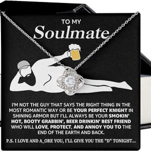 To My Soulmate Necklace For Women, Funny Gifts For Girlfriend, Personalized Christmas Presents For Girlfriend, Best Birthday Meaningful Gift Ideas For Wife, Women Romantic Jewelry For Her Anniversary