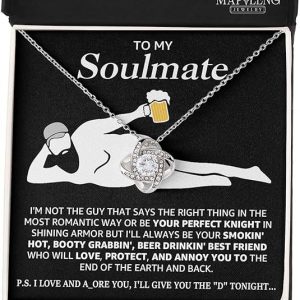 To My Soulmate Necklace For Women, Funny Gifts For Girlfriend, Personalized Christmas Presents For Girlfriend, Best Birthday Meaningful Gift Ideas For Wife, Women Romantic Jewelry For Her Anniversary