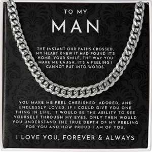 To My Man Necklace, Boyfriend Valentines Day Gift, Mens Cuban Chain Necklace for Fiance, Men Necklaces for Him, Gift For Boyfriend, Husband Gift, Husband Necklace, Boyfriend Necklace, Boyfriend Jewelry