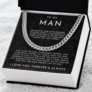 To My Man Necklace, Boyfriend Valentines Day Gift, Mens Cuban Chain Necklace for Fiance, Men Necklaces for Him, Gift For Boyfriend, Husband Gift, Husband Necklace, Boyfriend Necklace, Boyfriend Jewelry