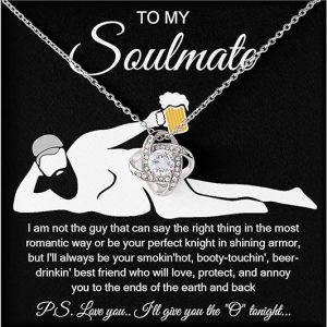 To My Soulmate Necklace For Women, Funny Gifts For Girlfriend, Personalized Christmas Presents For Girlfriend, Best Birthday Meaningful Gift Ideas For Wife, Women Romantic Jewelry For Her Anniversary