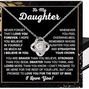 To My Daughter Necklace, Daughter Gifts From Dad, Father Daughter Love Knot Necklace, Daughter Necklace From Mom, Birthday Gifts For Daughter From Dad, Christmas Gifts For Daughter