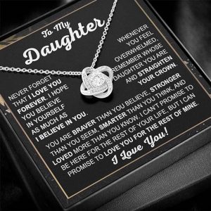 To My Daughter Necklace, Daughter Gifts From Dad, Father Daughter Love Knot Necklace, Daughter Necklace From Mom, Birthday Gifts For Daughter From Dad, Christmas Gifts For Daughter