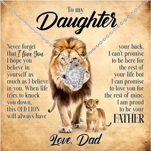 To My Daughter Necklace From Dad, Old Lion Father To Daughter Necklace, Necklace For Daughter From Dad, Daughter Necklace From Dad, Gift For My Daughter, Daughter Necklace, Father Daughter Necklace – Message Card 1