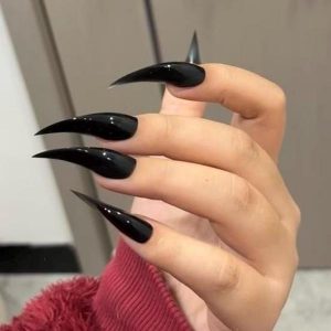 WestEmpress｜Black werewolf nails, long press on claw nails, talon nails, claw press on nails, vampire fangs, acrylic press on nails