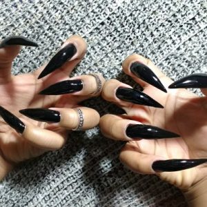 WestEmpress｜Black werewolf nails, long press on claw nails, talon nails, claw press on nails, vampire fangs, acrylic press on nails