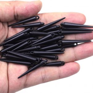 50Pcs Pendants Spike Tear Rivet Punk Studs and Spikes Earring Acrylic Cone For Bracelets Jewelry DIY Making Charms Findings (Metal color: 34mm-Black)