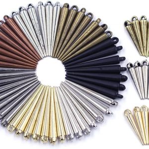 50Pcs Pendants Spike Tear Rivet Punk Studs and Spikes Earring Acrylic Cone For Bracelets Jewelry DIY Making Charms Findings (Metal color: 34mm-Black)